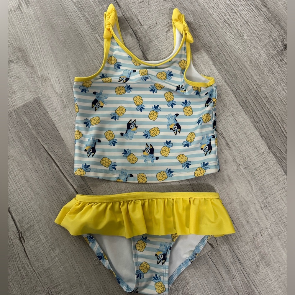Bluey Kids Pineapple Print Bikini - Yellow and Blue